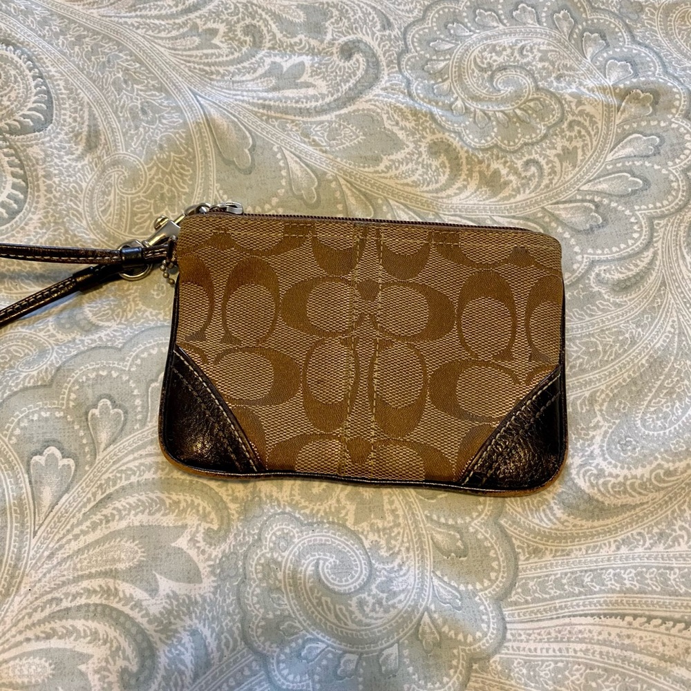 Tan/Brown Coach Wristlet